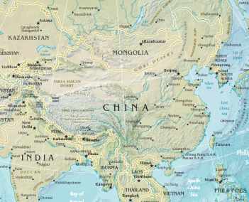 Map of China, in Asia